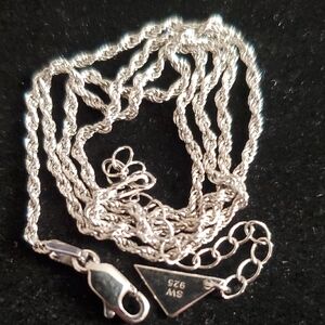 925 Silver  Rope Chain Necklace , 18" , 4.5 grms